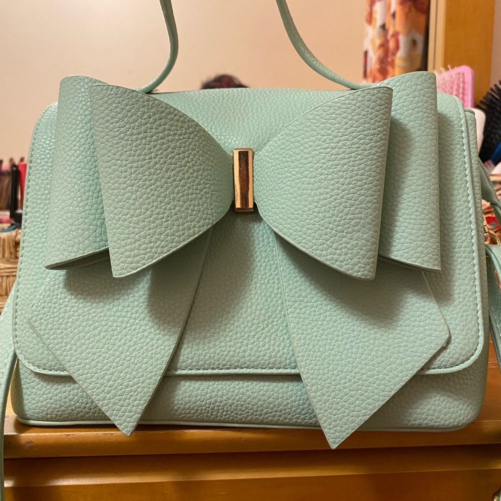 Mint Green Bow Accent Handbag
